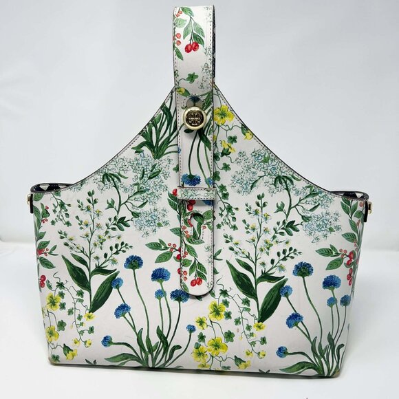 Tory Burch Handbags - Tory Burch Garden Tote in Watercolor Botanical/Navy Lattice